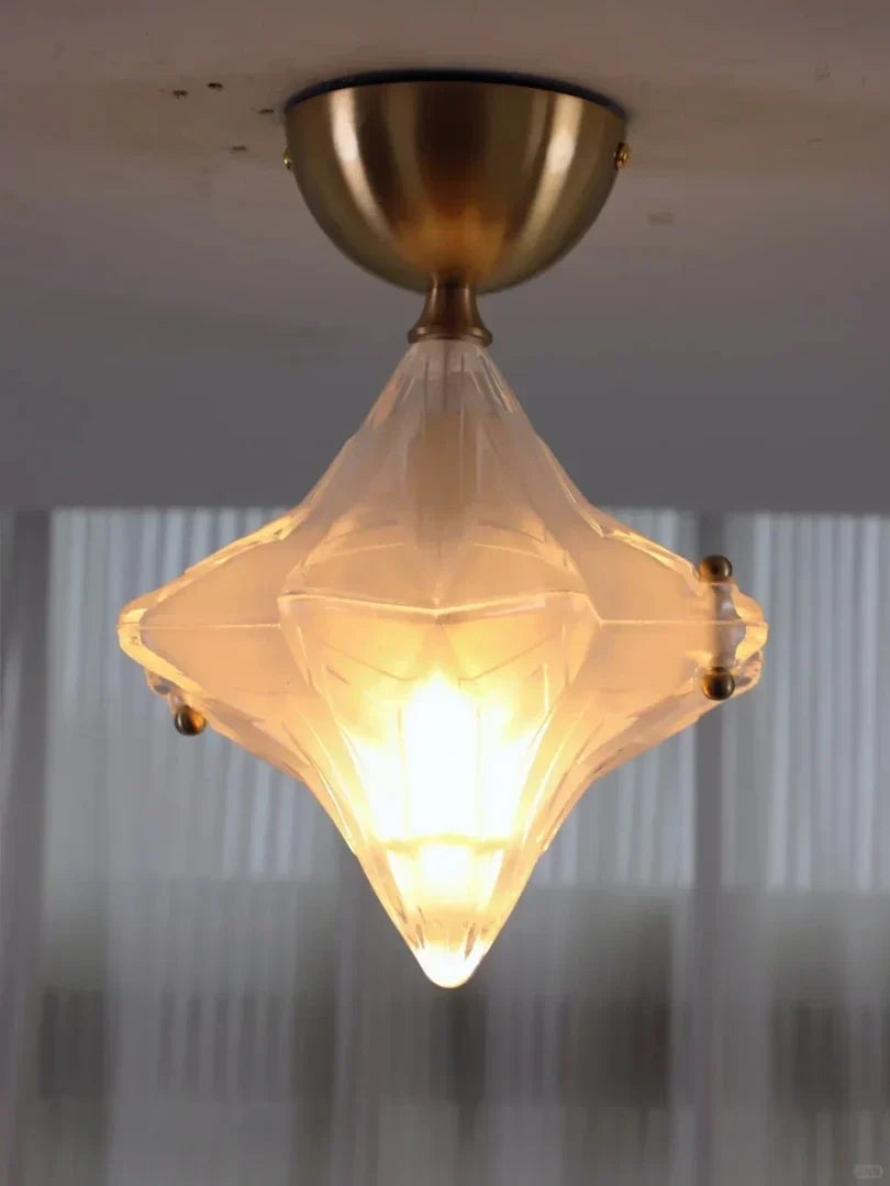 Sculptural Diamond Star Flush Mount in glass for Low Ceilings by AUVIELIGHT