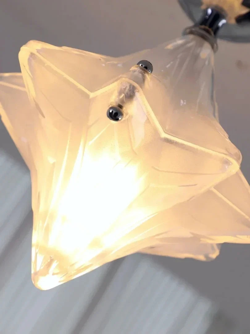 Sculptural Diamond Star Flush Mount in glass for Low Ceilings by AUVIELIGHT