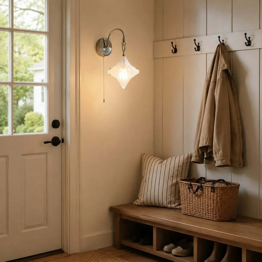 Pull-Chain Diamond Wall Sconce in glass for Hallway by AUVIELIGHT
