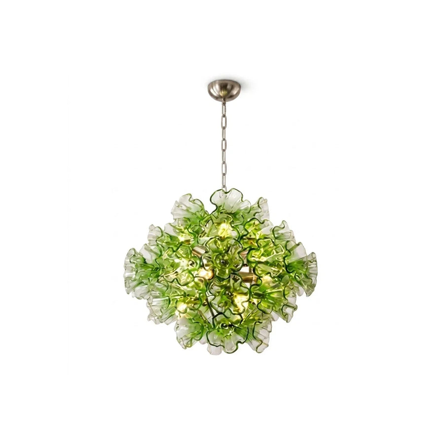 Sculptural Ruffled Globe Chandelier in glass for Dining Room by AUVIELIGHT