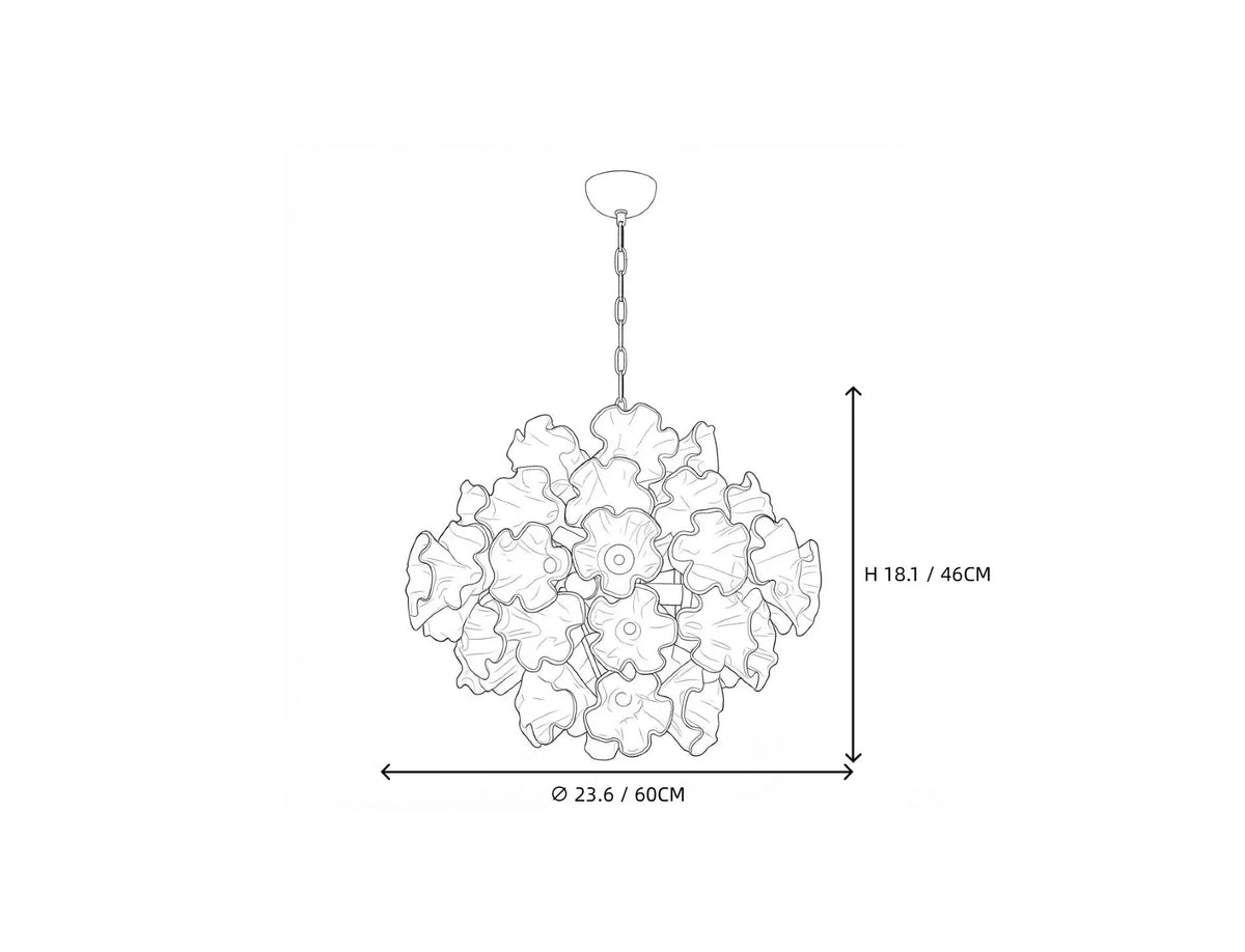 Sculptural Ruffled Globe Chandelier in glass for Dining Room by AUVIELIGHT