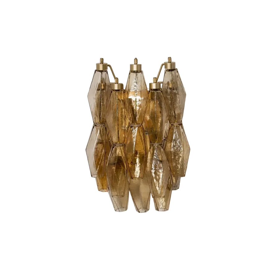 Sculptural Faceted Wall Sconce in amber glass for Hallway by AUVIELIGHT