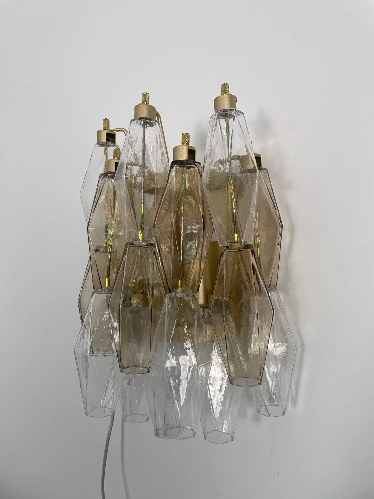 Sculptural Faceted Wall Sconce in amber glass for Hallway by AUVIELIGHT