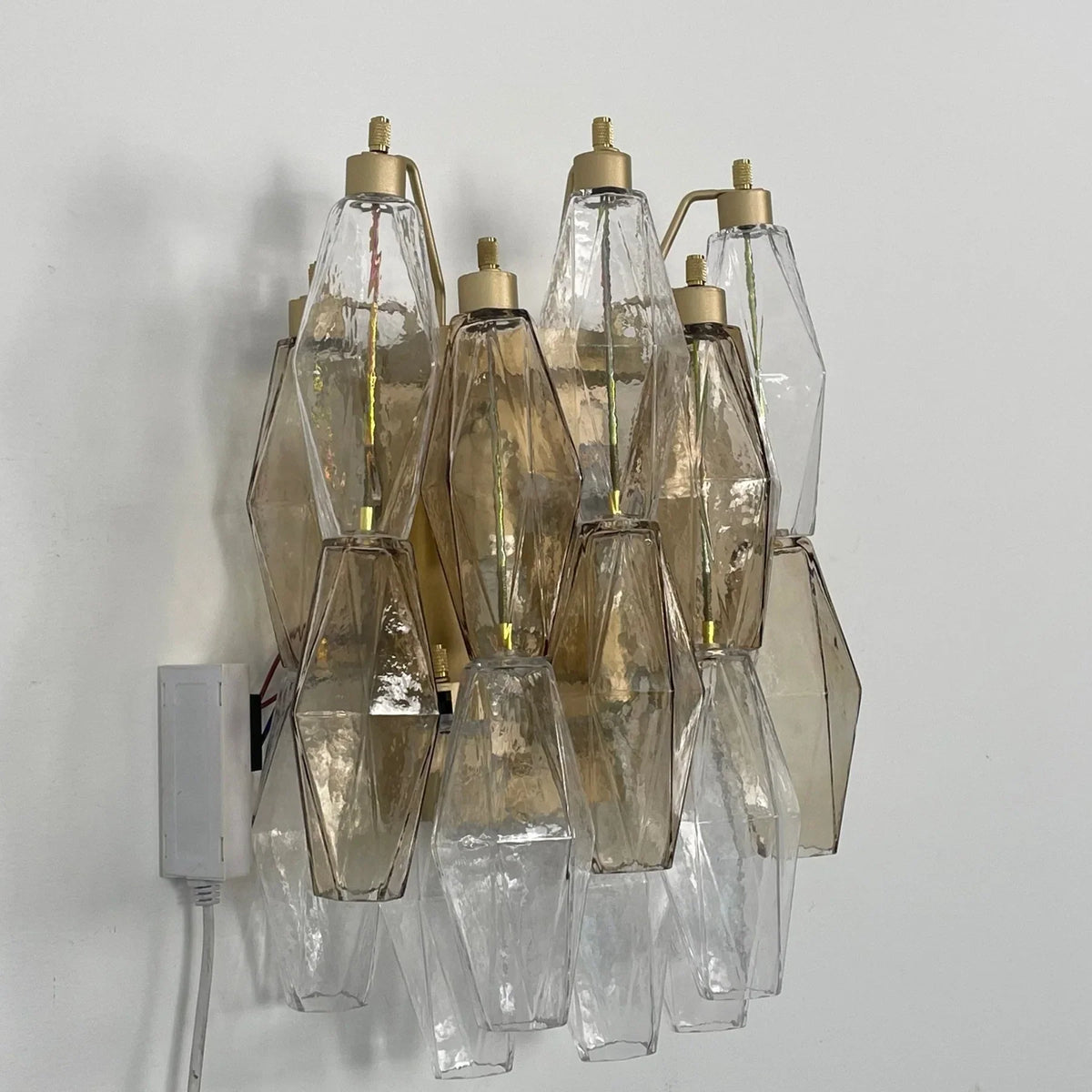Sculptural Faceted Wall Sconce in amber glass for Hallway by AUVIELIGHT