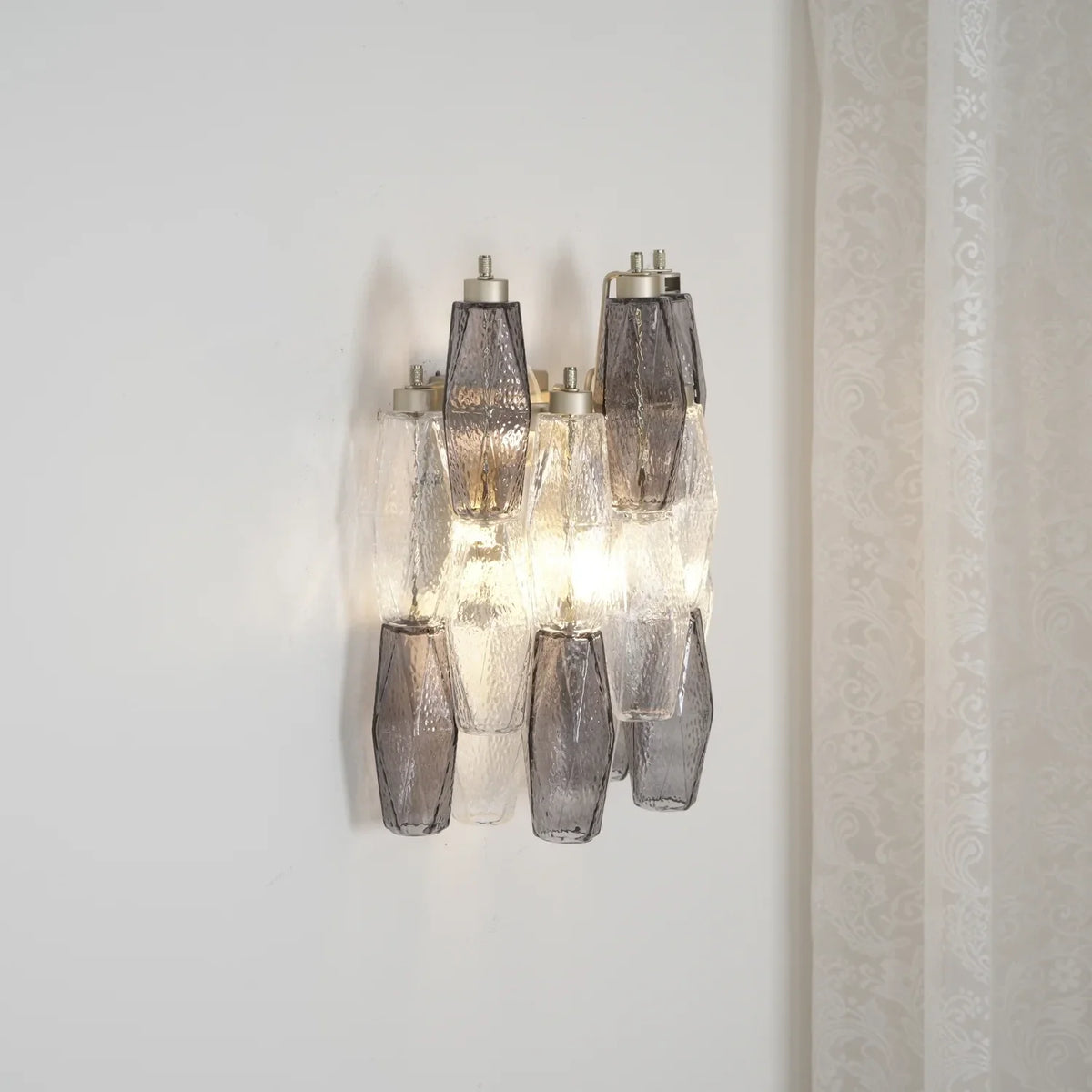 Sculptural Faceted Wall Sconce in amber glass for Hallway by AUVIELIGHT