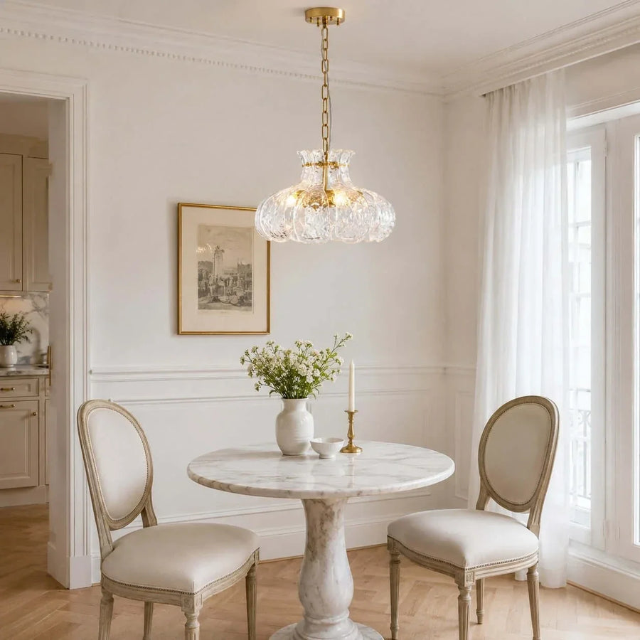 Water Ripple Fluted Chandelier in glass for Dining Room by AUVIELIGHT