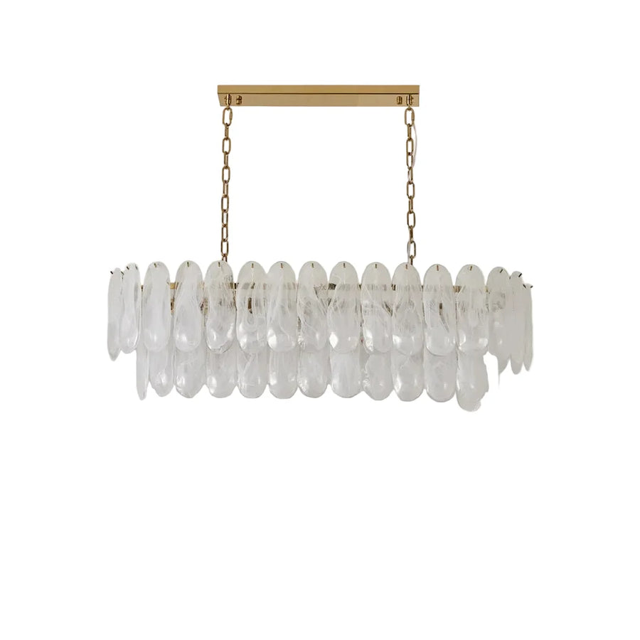 Sculptural Petal Oval Chandelier in frosted glass for Dining Room by AUVIELIGHT
