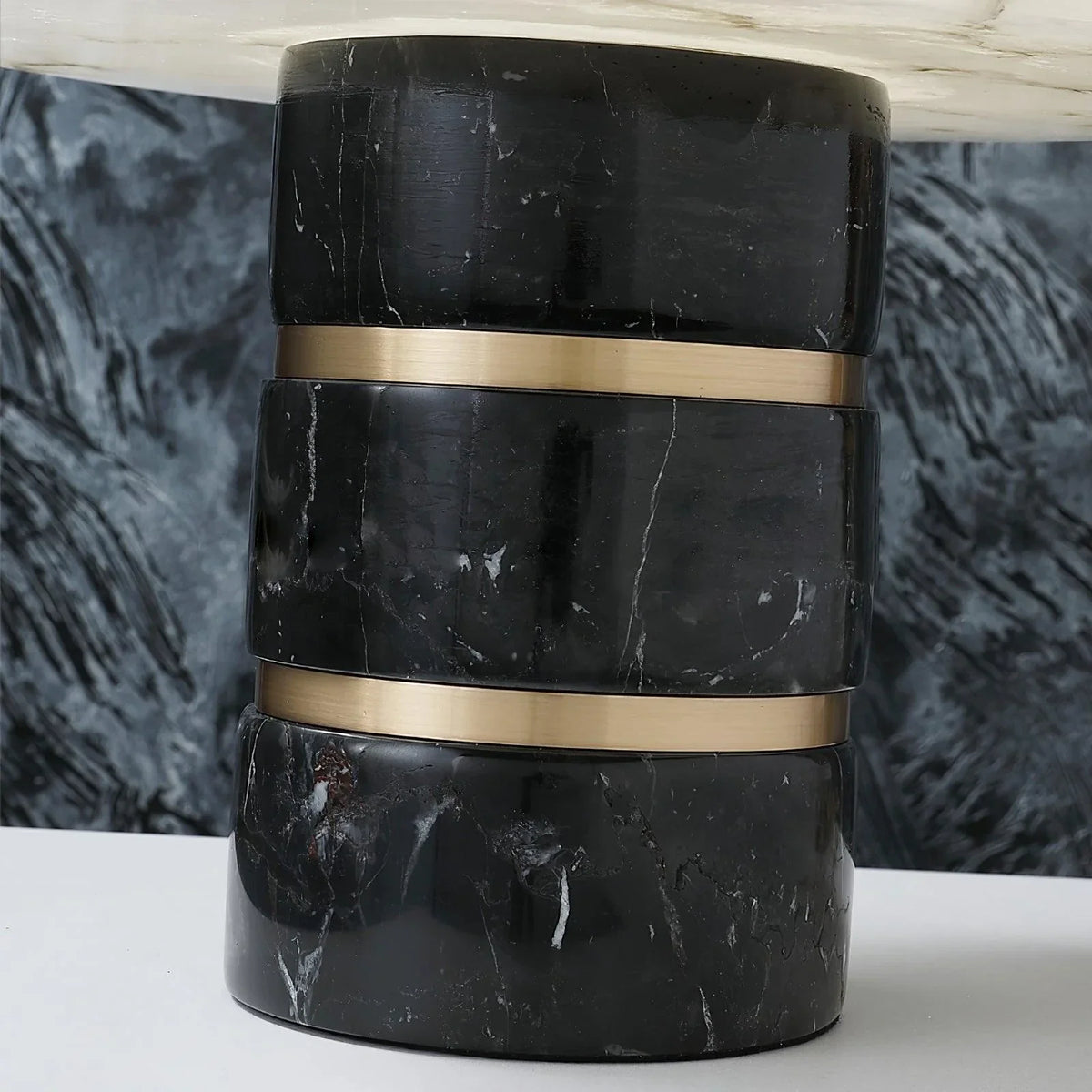 Sculptural Grooved Table Lamp in alabaster for Living Room by AUVIELIGHT