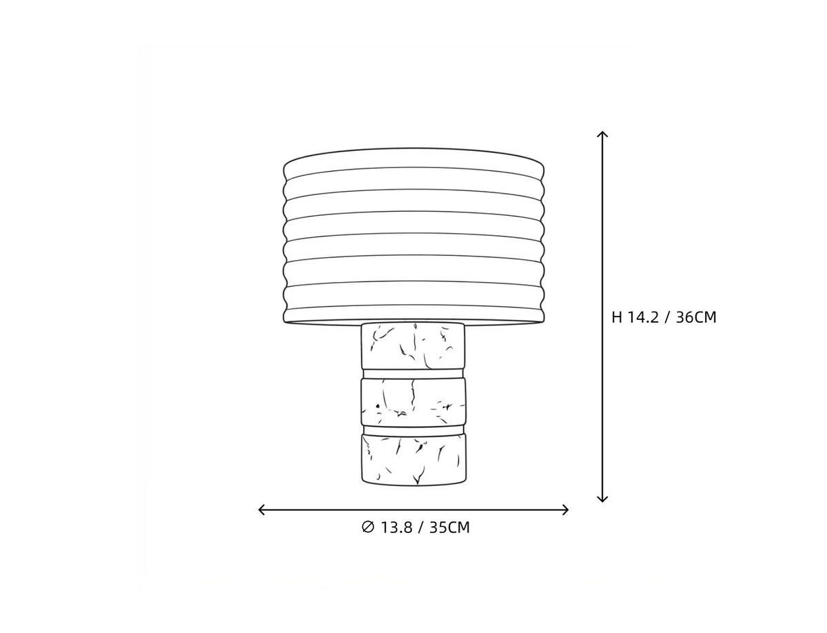 Sculptural Grooved Table Lamp in alabaster for Living Room by AUVIELIGHT