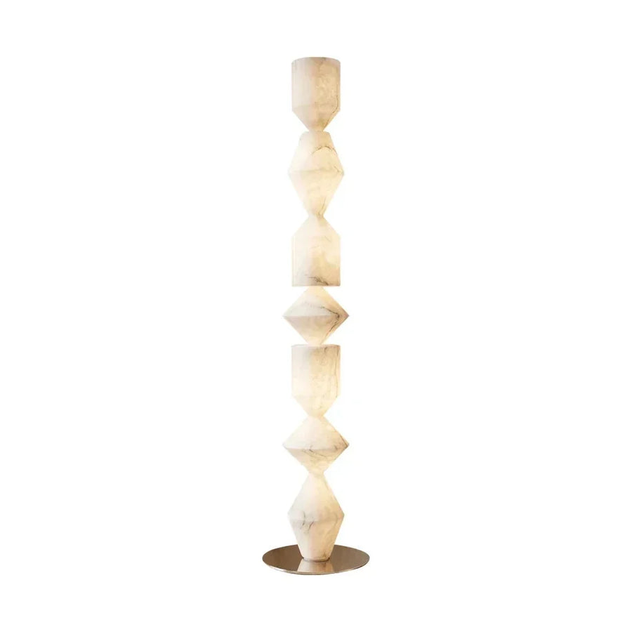 Sculptural Layered Floor Lamp in alabaster for Living Room by AUVIELIGHT, W 35cm x H 178cm / W 13.8″ x H 70.1″ / White / AU plug and 3 other