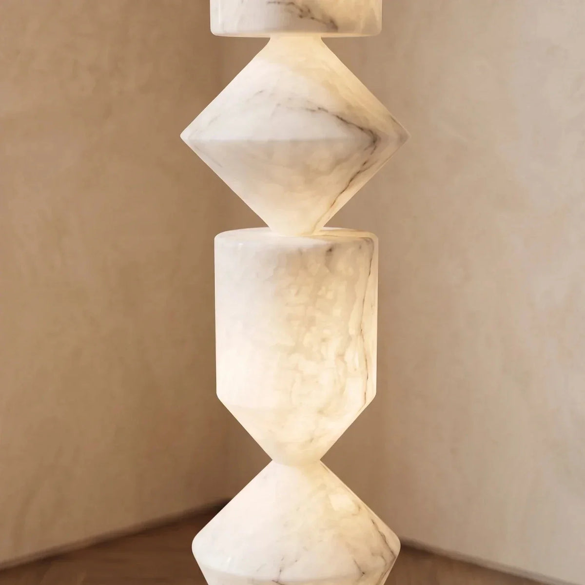 Sculptural Layered Floor Lamp in alabaster for Living Room by AUVIELIGHT