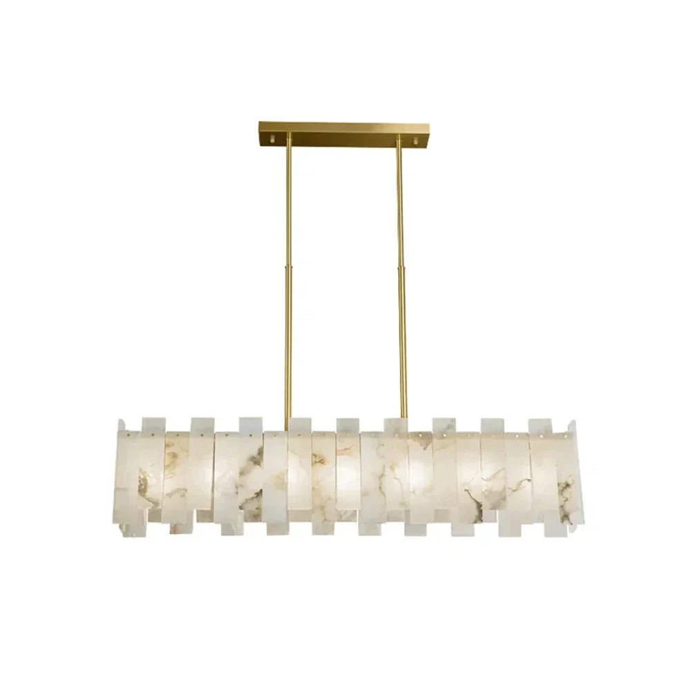 Sculptural Linear Pendant Light in alabaster for Kitchen Island by AUVIELIGHT
