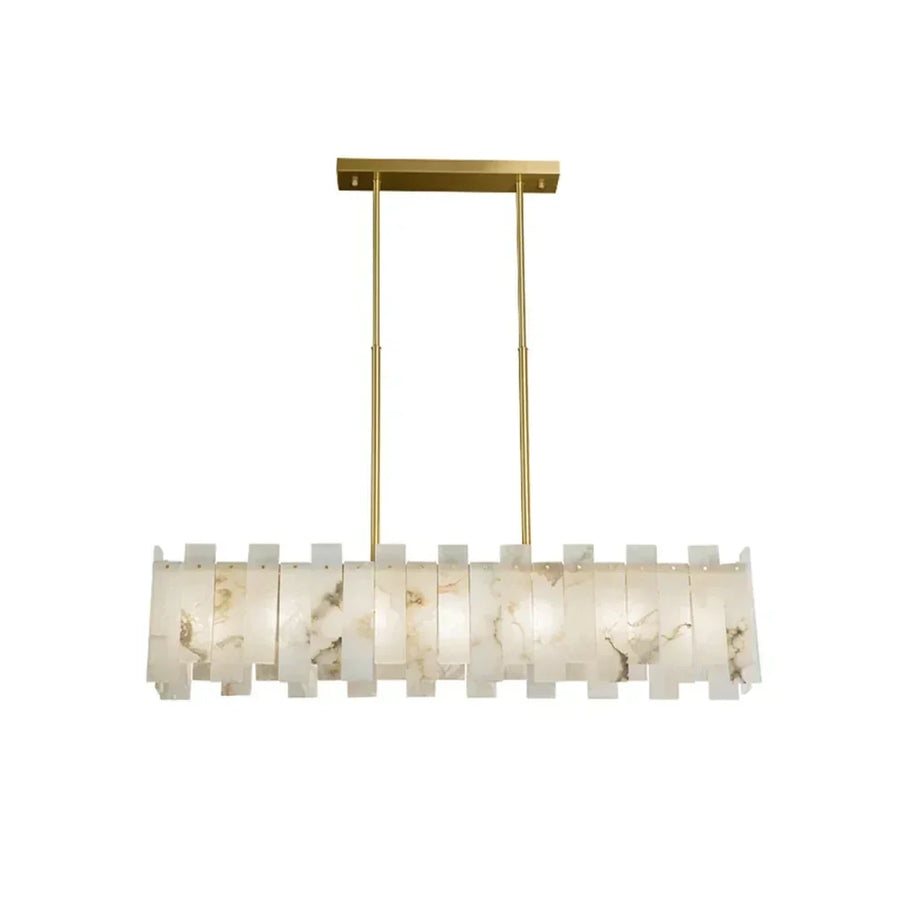 Sculptural Linear Pendant Light in alabaster for Kitchen Island by AUVIELIGHT