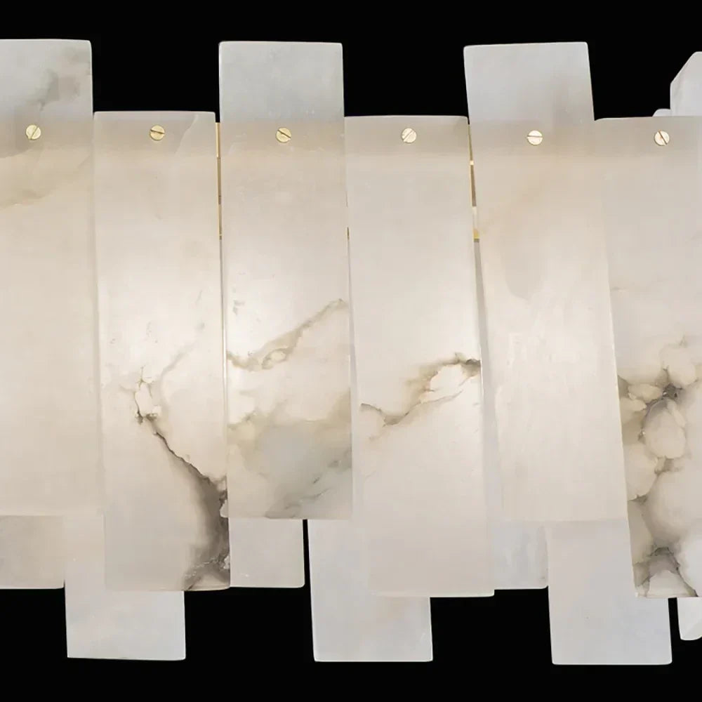 Sculptural Linear Pendant Light in alabaster for Kitchen Island by AUVIELIGHT