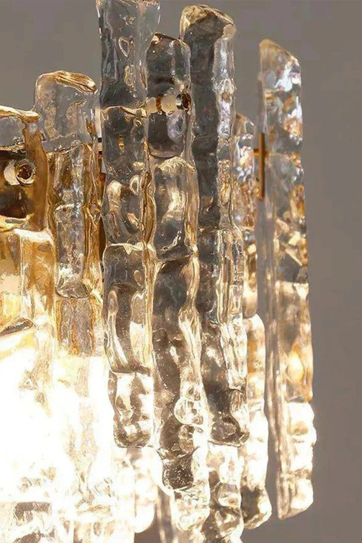 Sculptural Molten Tiered Wall Sconce in ice glass for Hallway by AUVIELIGHT
