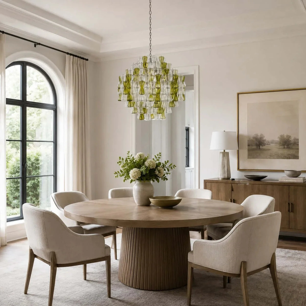 Sculptural Chandelier in clear murano glass for Dining Room by AUVIELIGHT
