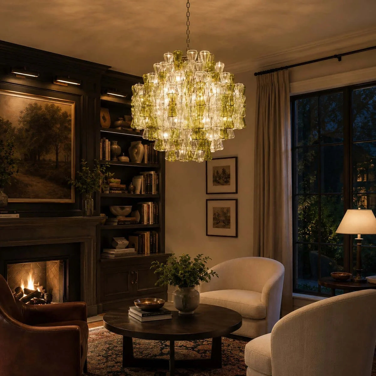 Sculptural Chandelier in clear murano glass for Dining Room by AUVIELIGHT