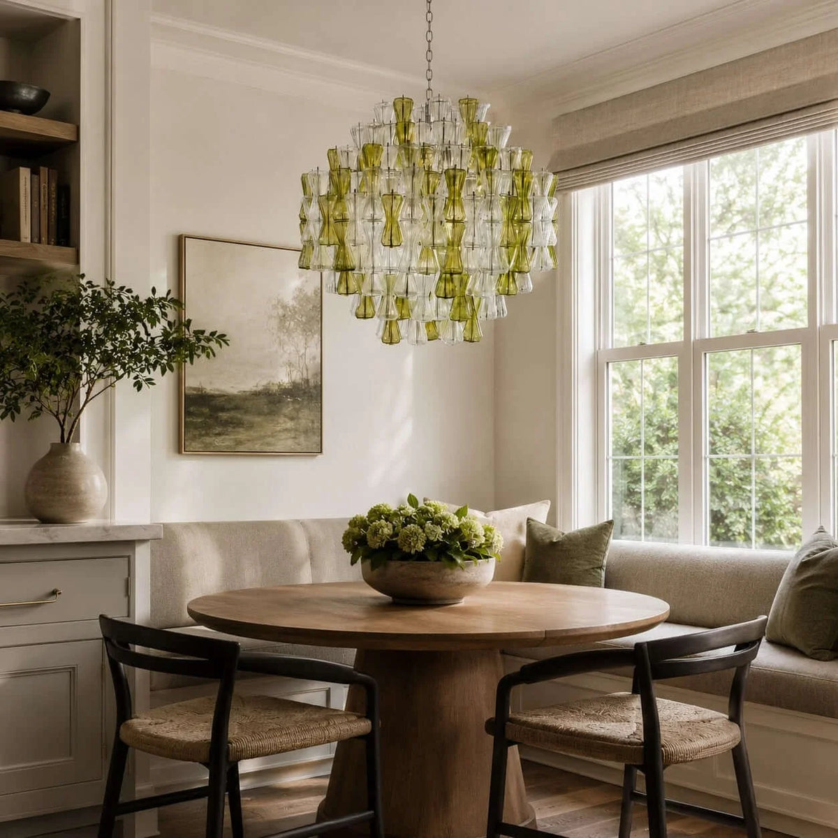Sculptural Chandelier in clear murano glass for Dining Room by AUVIELIGHT