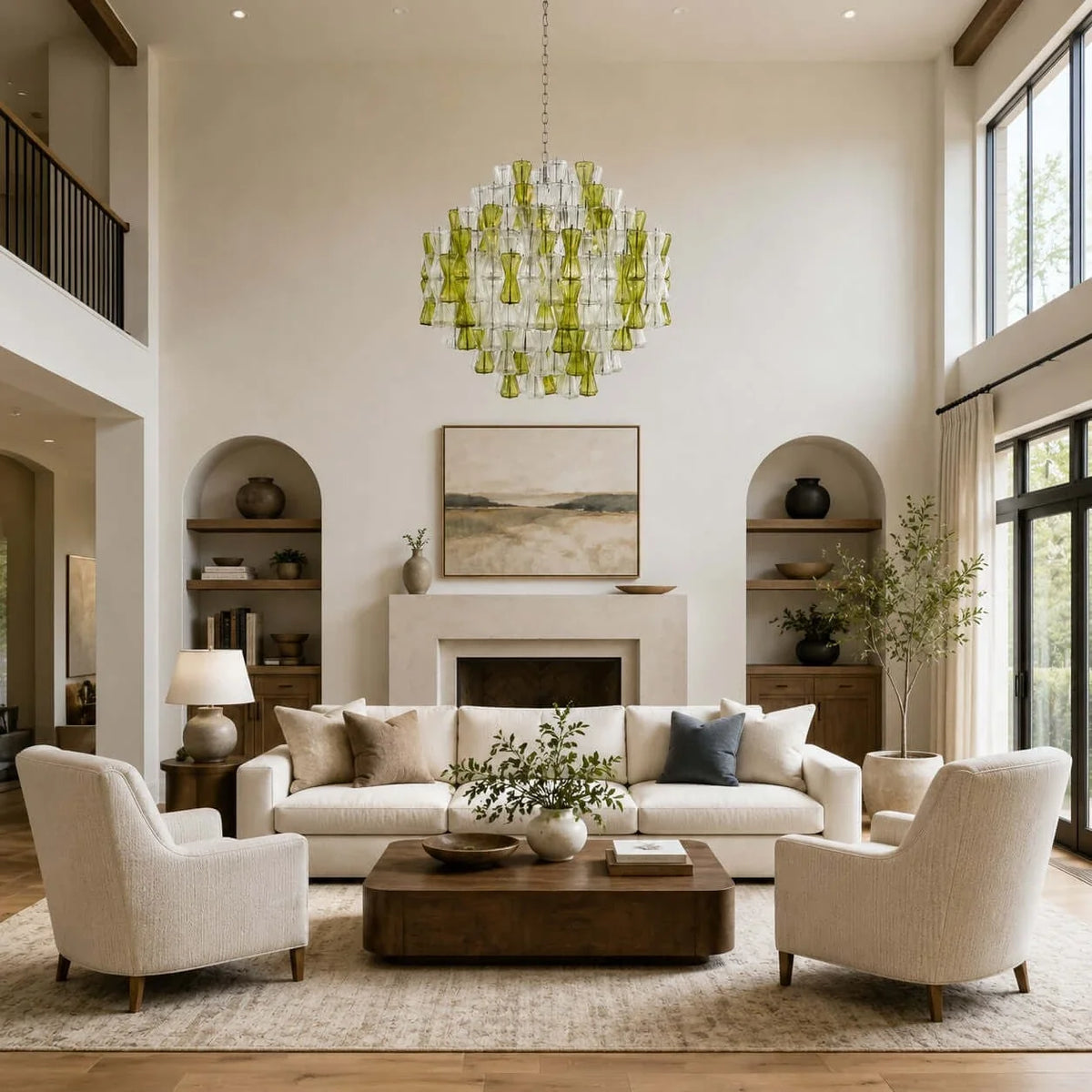 Sculptural Chandelier in clear murano glass for Dining Room by AUVIELIGHT