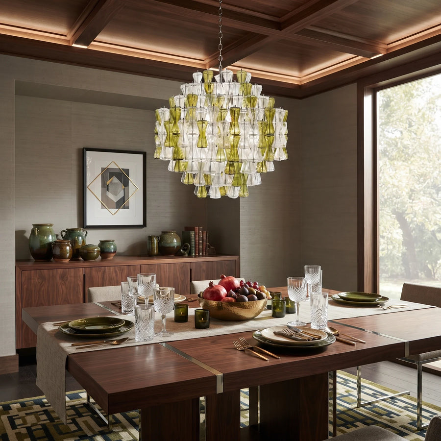 Sculptural Chandelier in clear murano glass for Dining Room by AUVIELIGHT
