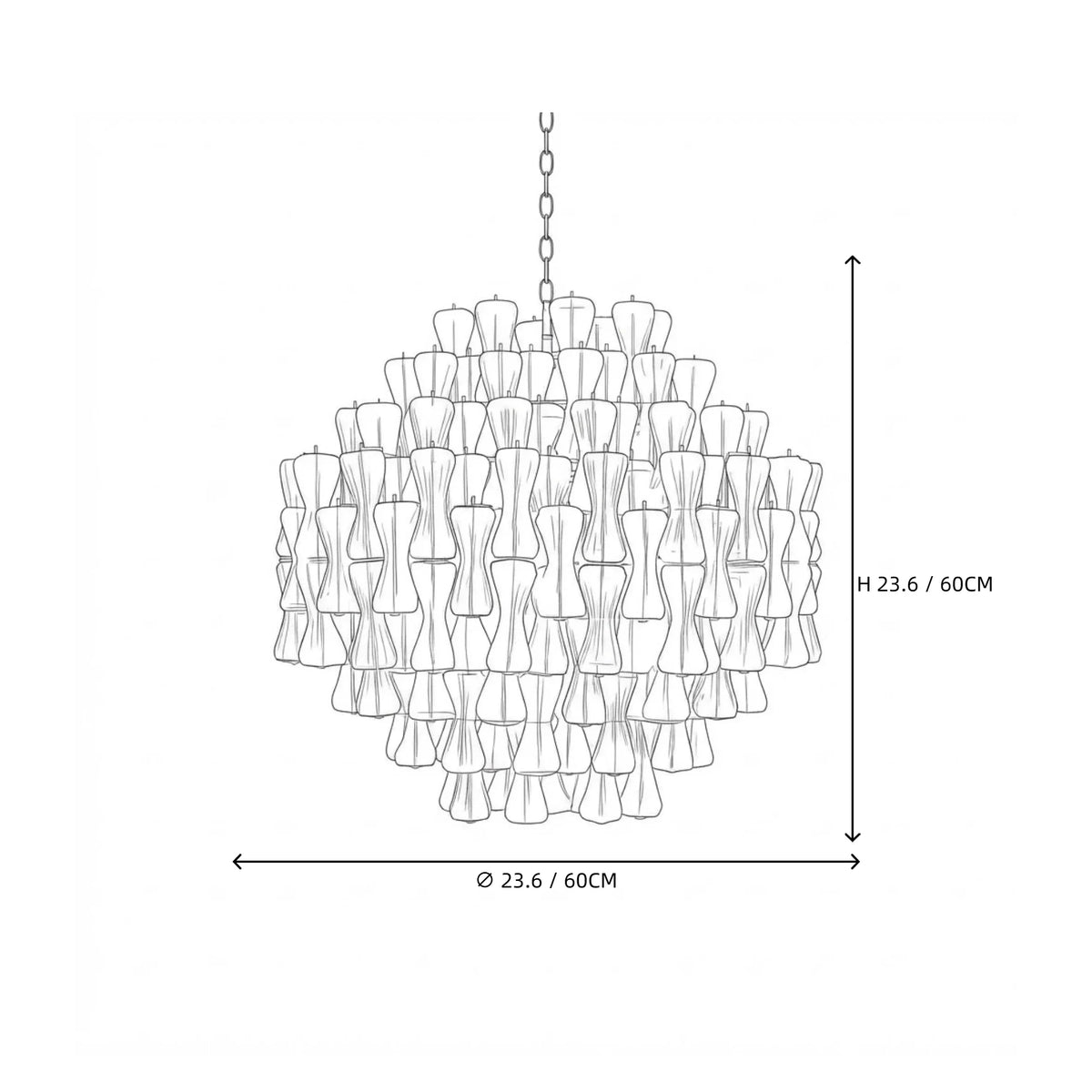 Sculptural Chandelier in clear murano glass for Dining Room by AUVIELIGHT
