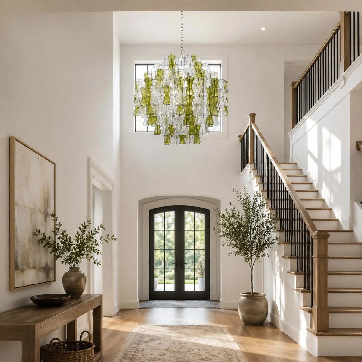 Sculptural Chandelier in clear murano glass for Dining Room by AUVIELIGHT