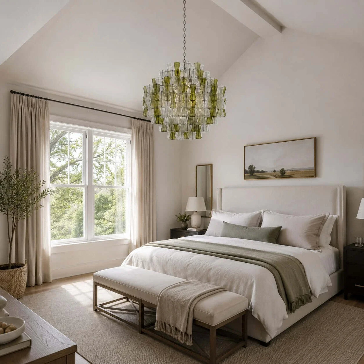 Sculptural Chandelier in clear murano glass for Dining Room by AUVIELIGHT