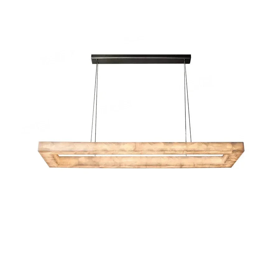 Open Rectangular Pendant Light in alabaster for Kitchen Island by AUVIELIGHT
