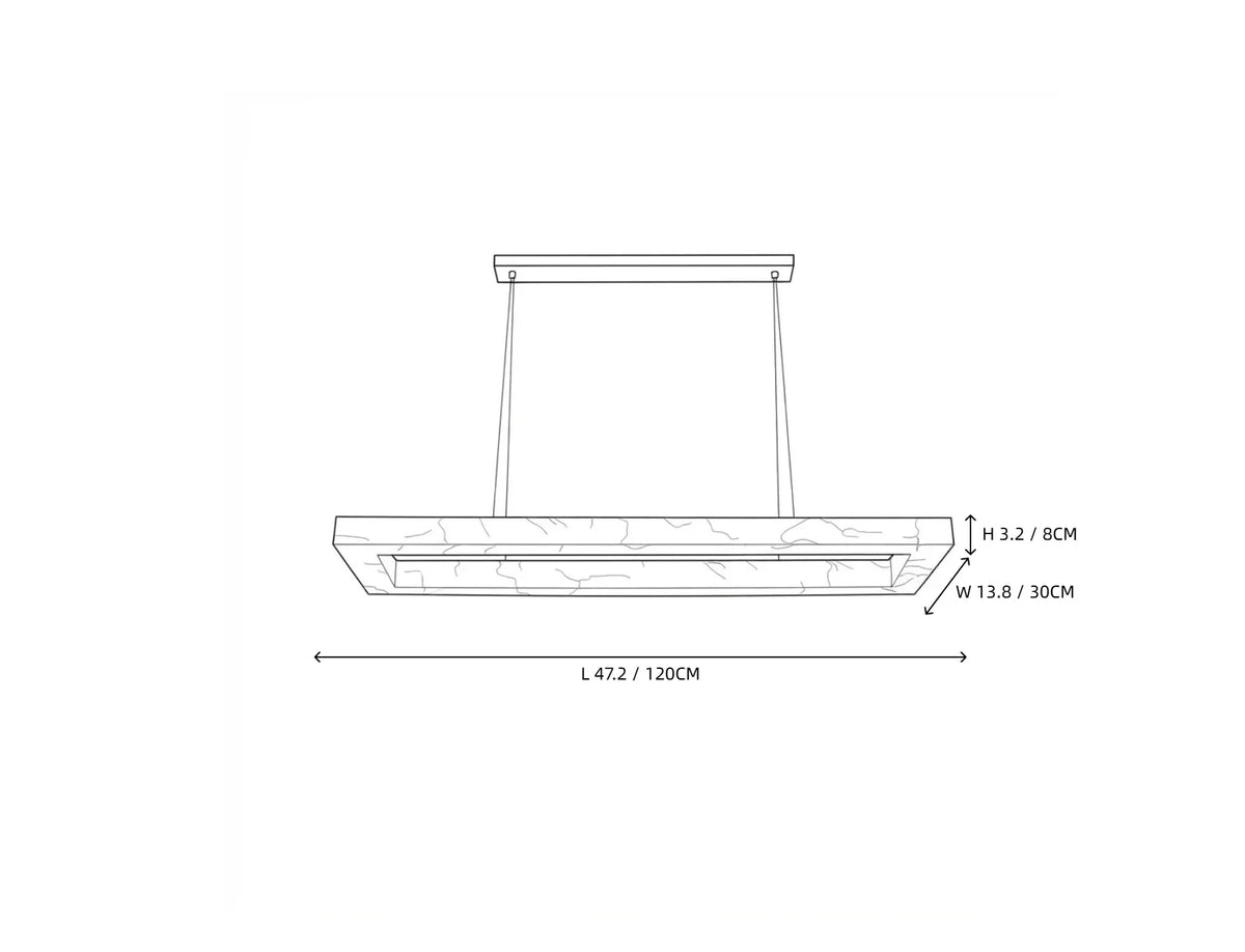 Open Rectangular Pendant Light in alabaster for Kitchen Island by AUVIELIGHT