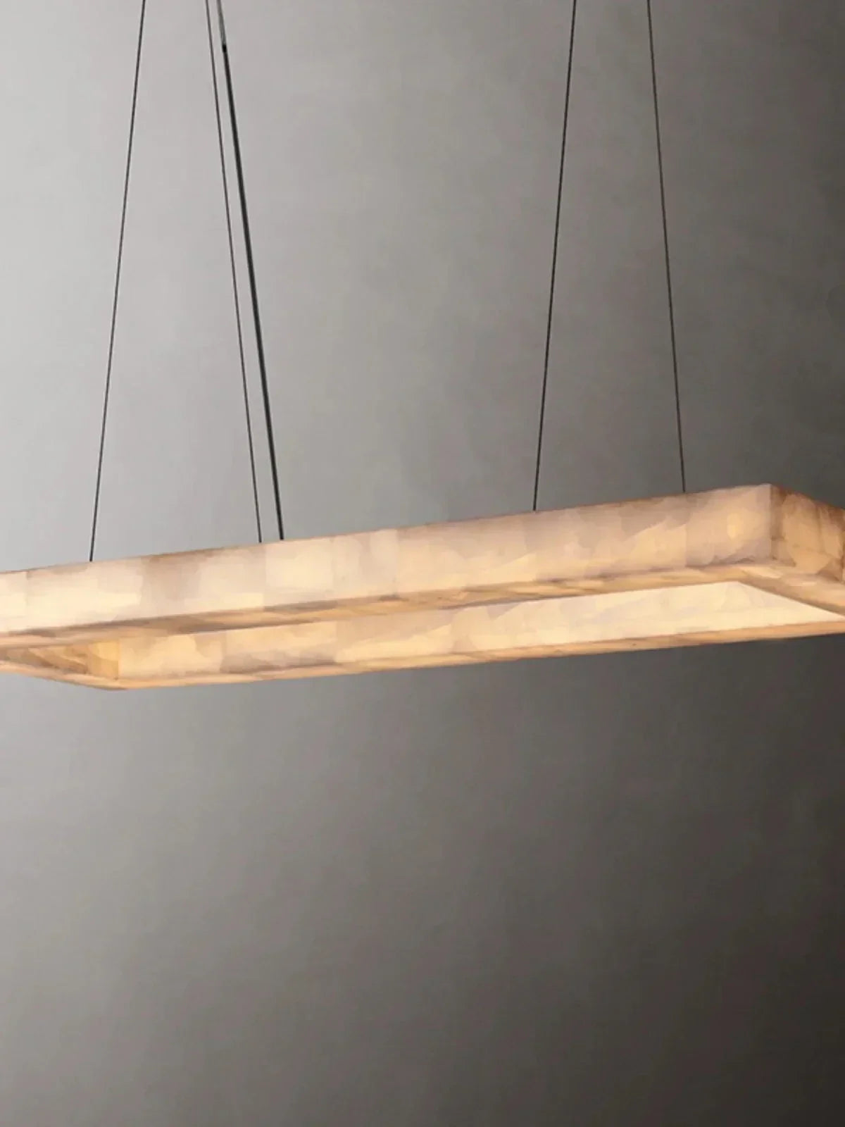 Open Rectangular Pendant Light in alabaster for Kitchen Island by AUVIELIGHT