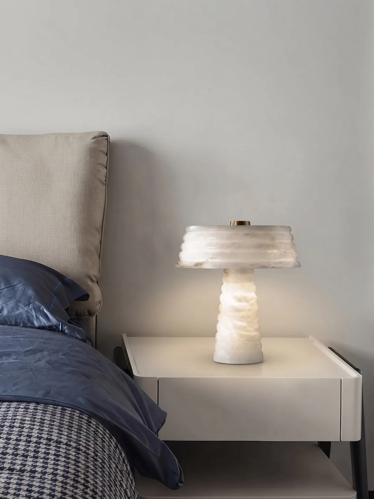 Sculptural Ribbed Light in alabaster for Living Room by AUVIELIGHT