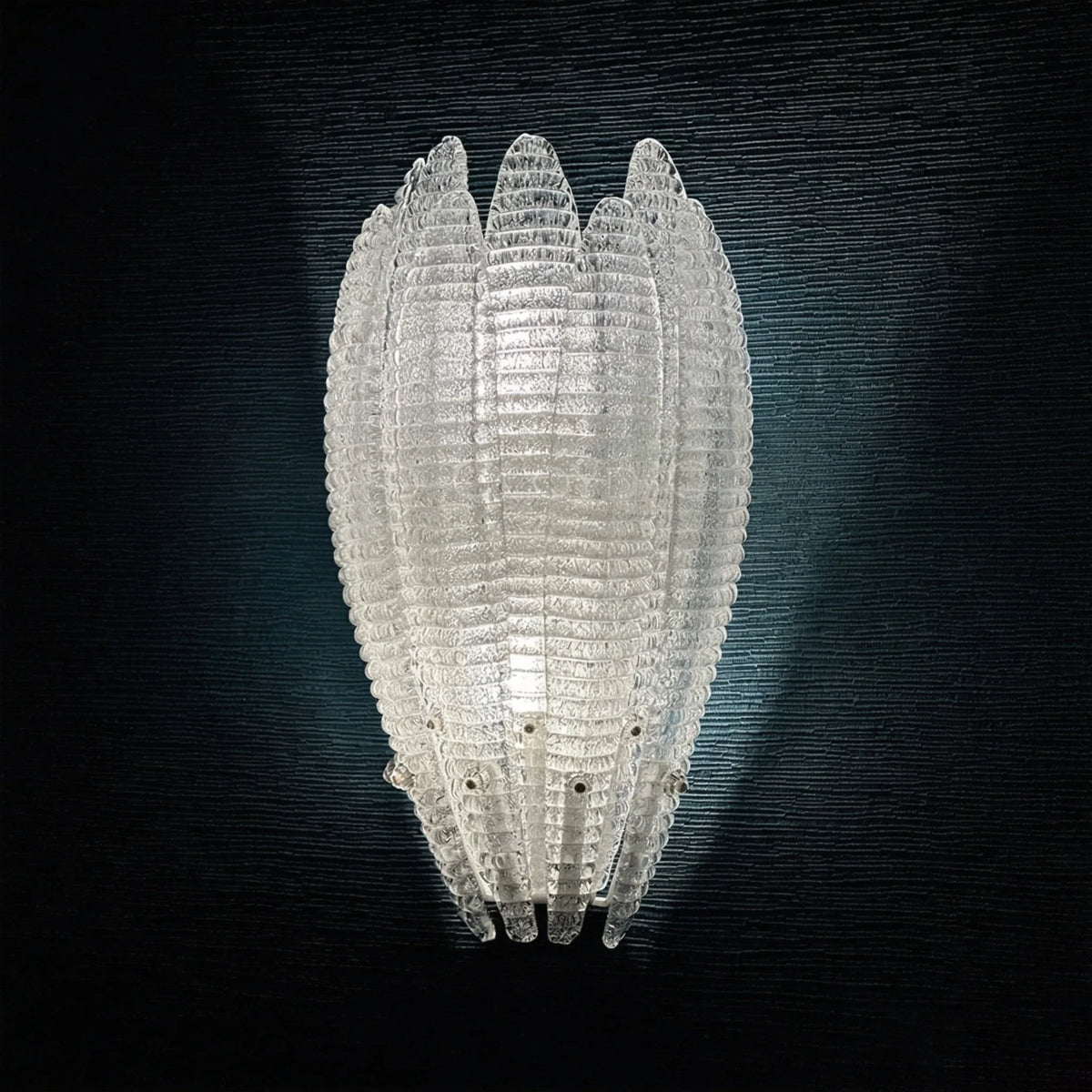 Sculptural Ribbed Lotus Wall Sconce in ribbed glass for Hallway | AUVIELIGHT
