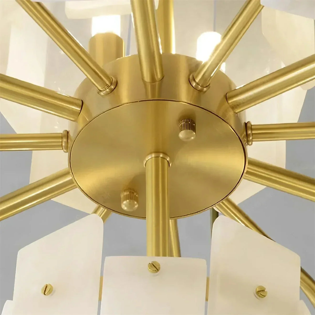 Sculptural Tiered Semi-Flush Mount in alabaster for Low Ceilings by AUVIELIGHT
