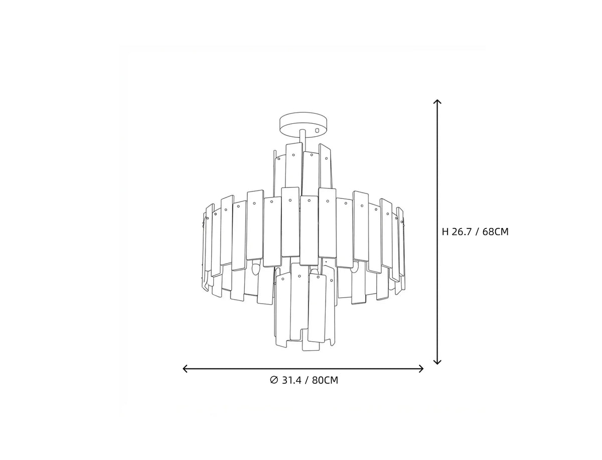 Sculptural Tiered Semi-Flush Mount in alabaster for Low Ceilings by AUVIELIGHT