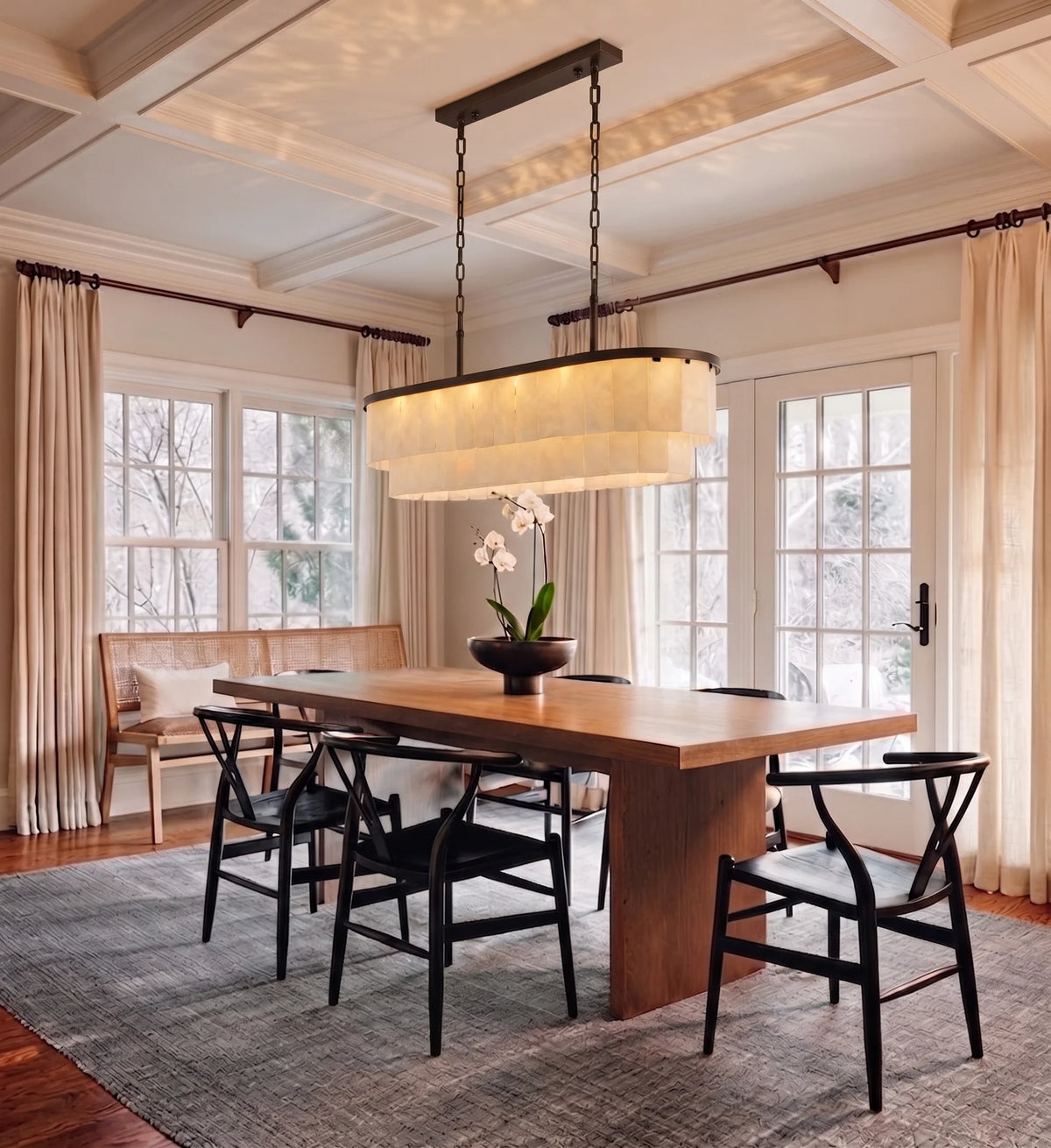 Tiered Chandelier in alabaster for Dining Room by AUVIELIGHT