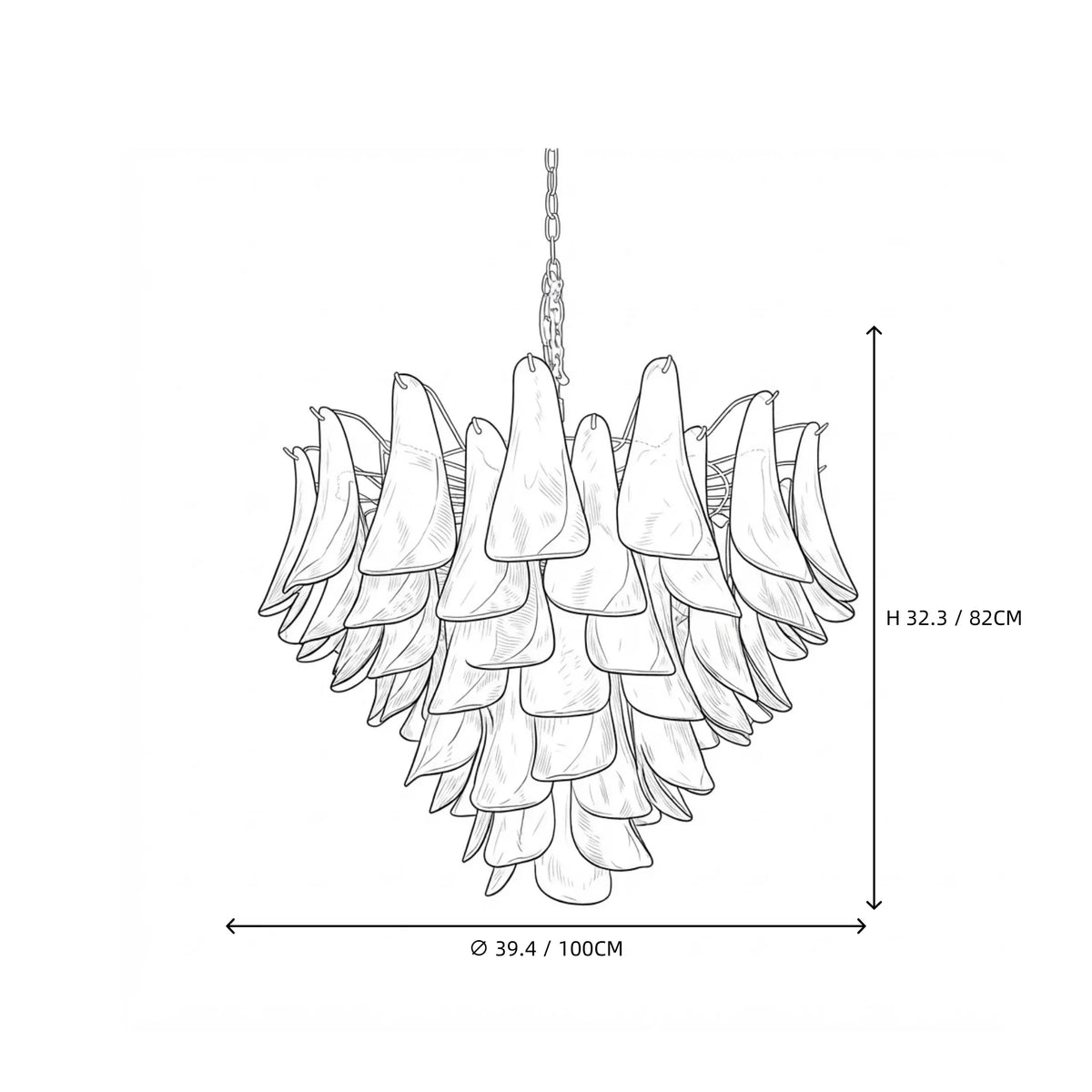 Sculptural Leaf Chandelier in murano glass for Dining Room by AUVIELIGHT