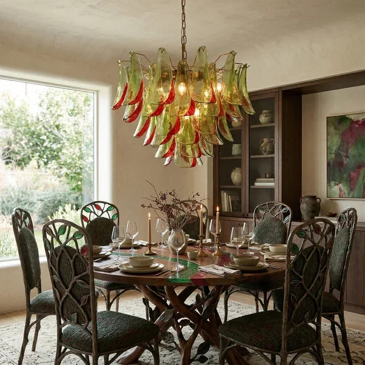 Sculptural Leaf Chandelier in murano glass for Dining Room by AUVIELIGHT