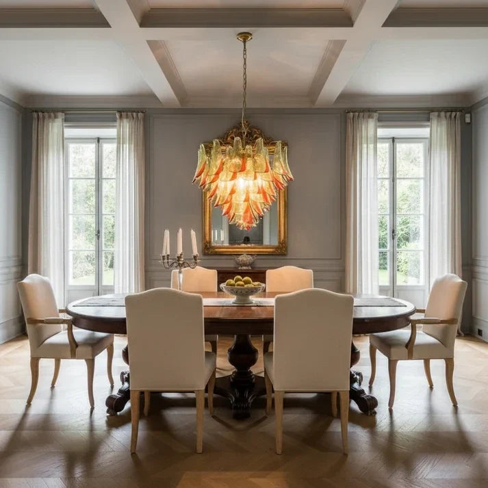 Sculptural Leaf Chandelier in murano glass for Dining Room by AUVIELIGHT
