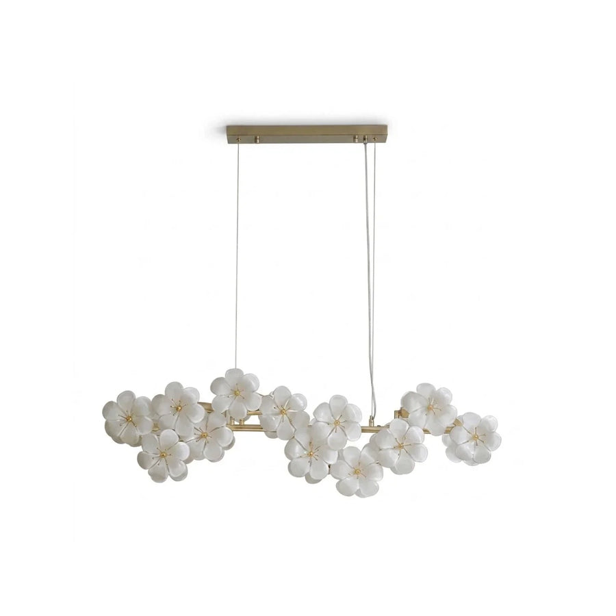 Sculptural Blossom Linear Chandelier in white ceramic for Dining Room by AUVIELIGHT