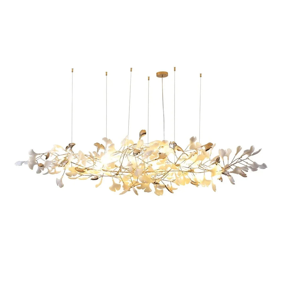 Ginkgo Blossom Chandelier for Dining Room by AUVIELIGHT, Model A L 118.1" x W 25.6" x H 23.6" / Gold & White and 2 other sizes