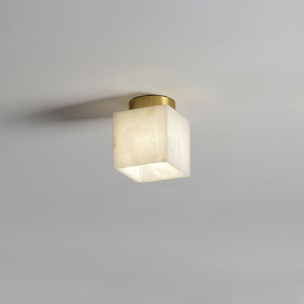 Selene Globe Flush Mount in alabaster for Low Ceilings by AUVIELIGHT, ModelA ∅ 5.9"xH7.1" / Brass & White