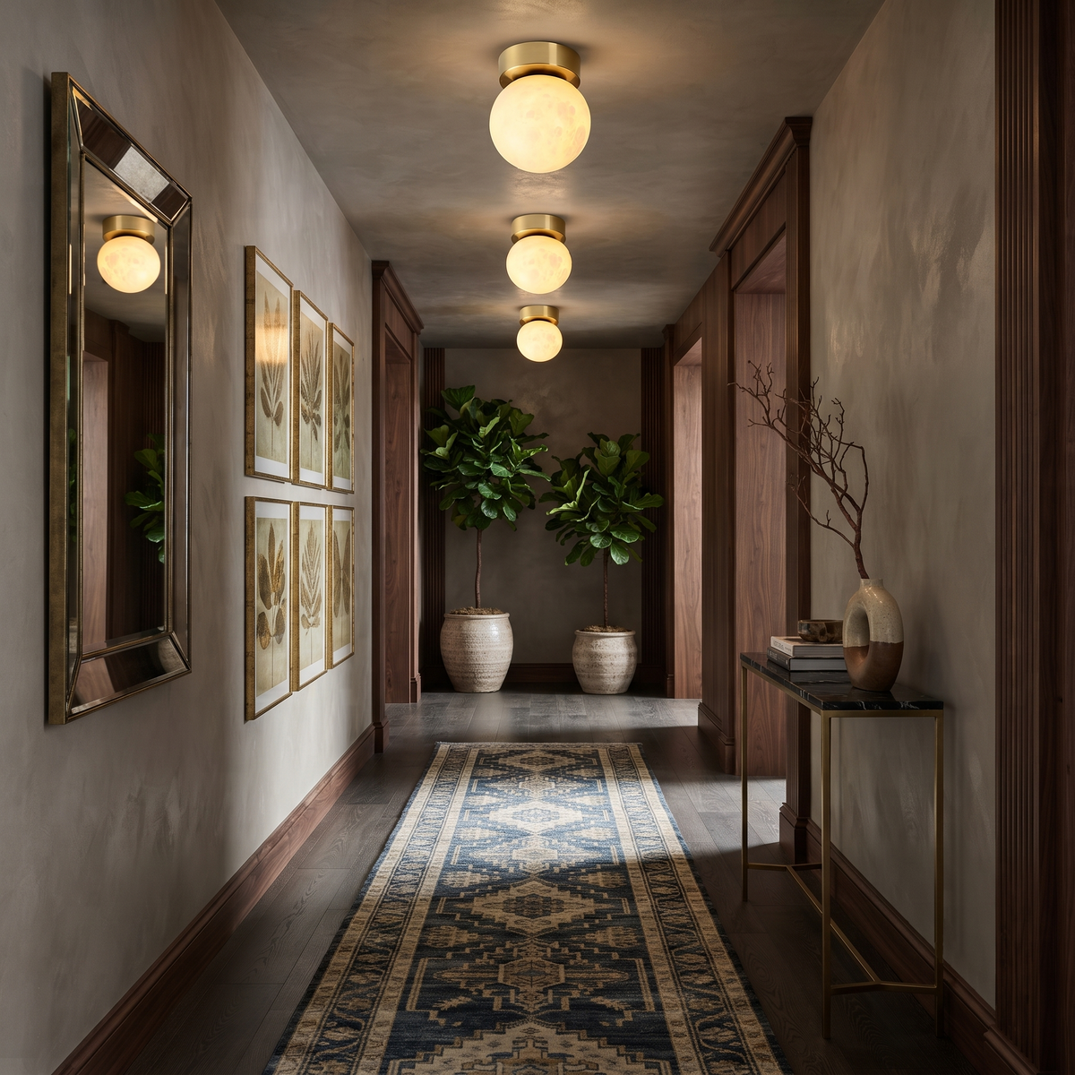 Selene Globe Flush Mount in alabaster for Low Ceilings by AUVIELIGHT