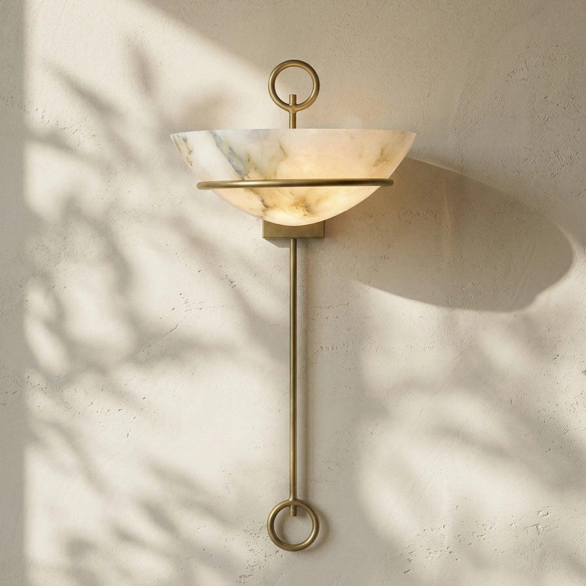 Semicircular Tether Bowl Wall Light in alabaster for Hallway by AUVIELIGHT