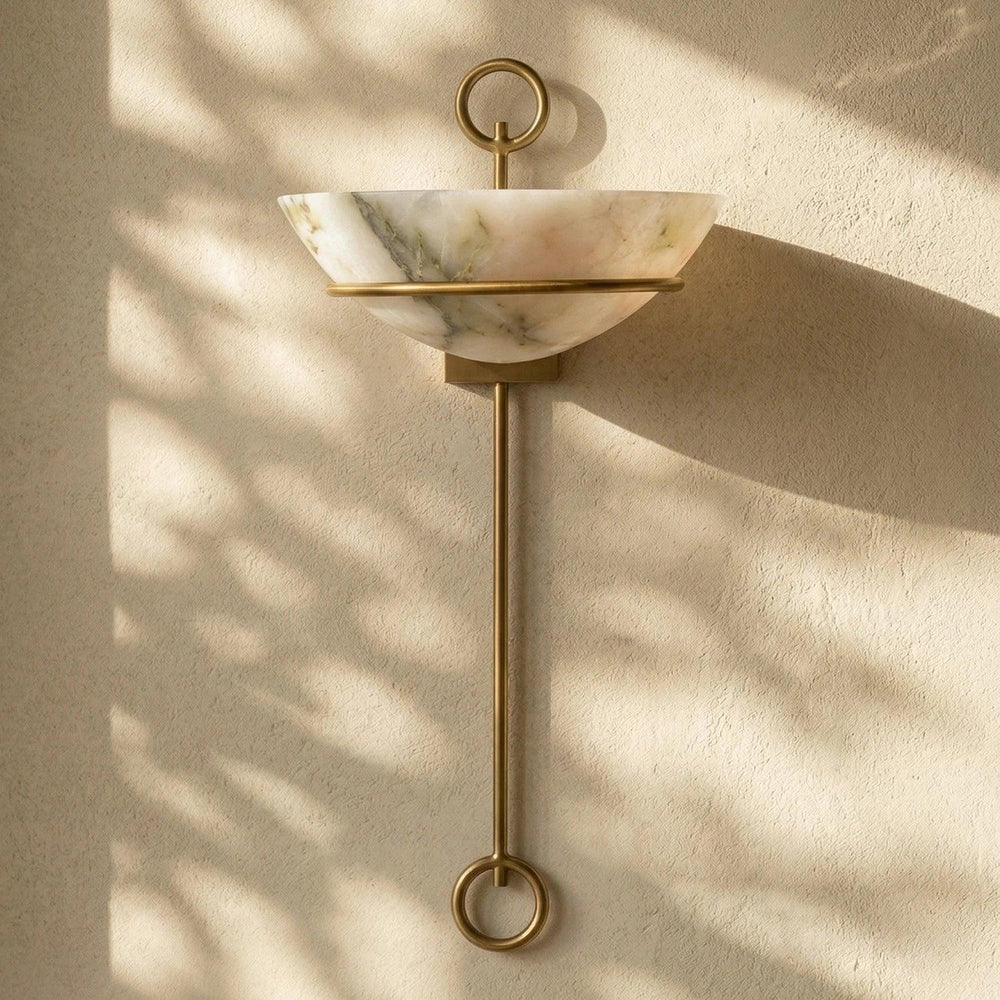 Semicircular Tether Bowl Wall Light in alabaster for Hallway by AUVIELIGHT