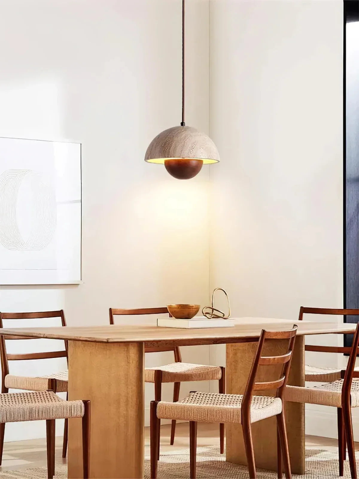 Semicircular Bud Pendant Light in travertine for Kitchen Island by AUVIELIGHT