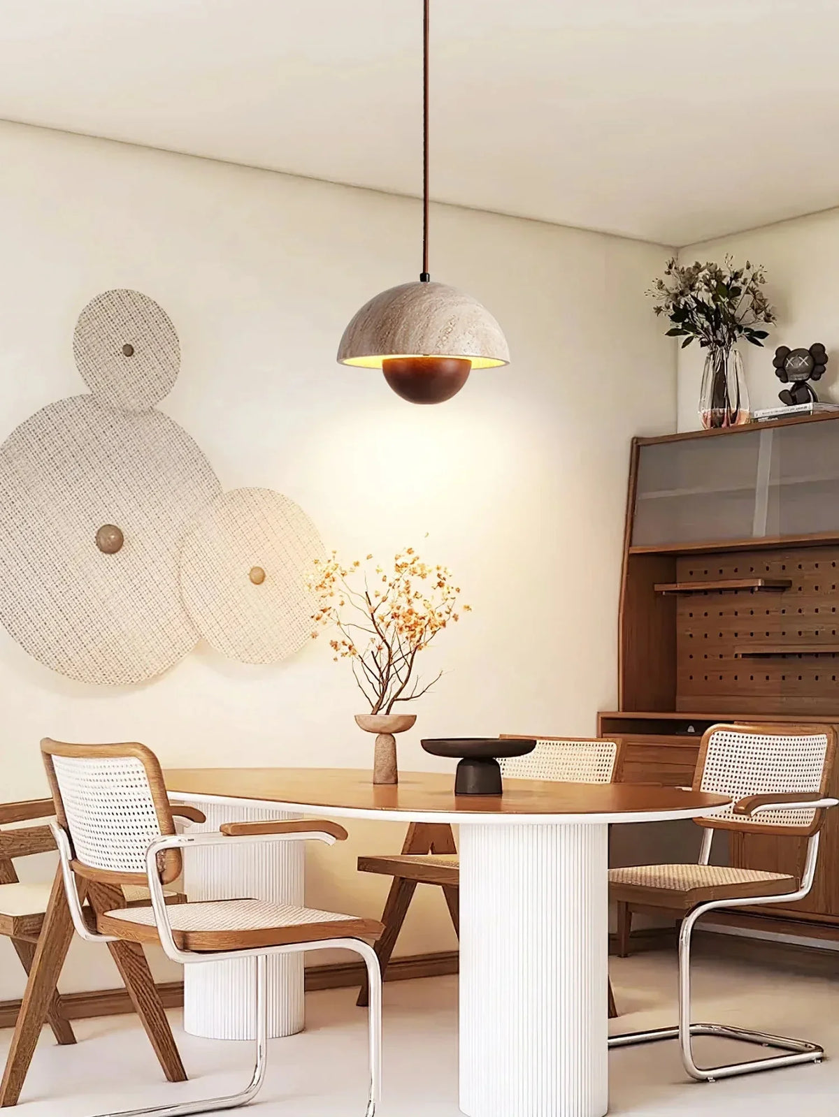 Semicircular Bud Pendant Light in travertine for Kitchen Island by AUVIELIGHT