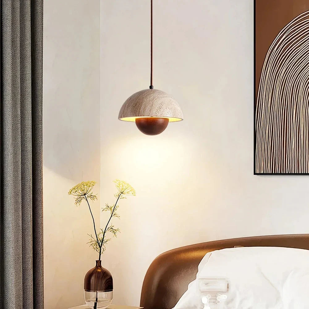 Semicircular Bud Pendant Light in travertine for Kitchen Island by AUVIELIGHT