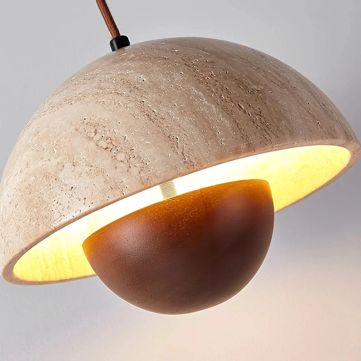 Semicircular Bud Pendant Light in travertine for Kitchen Island by AUVIELIGHT