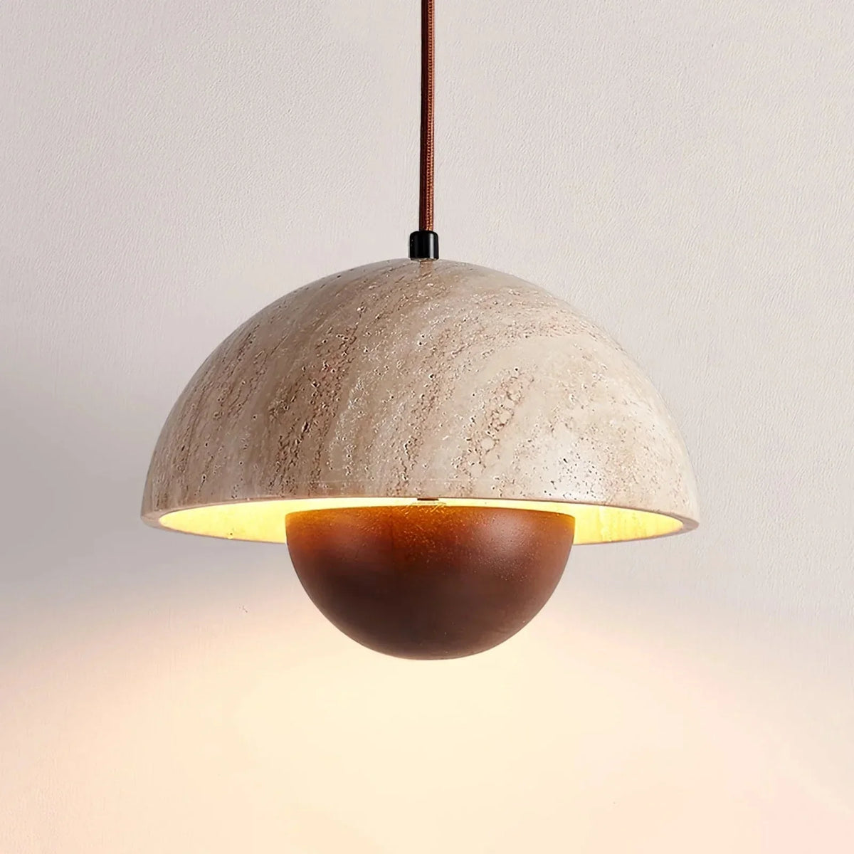 Semicircular Bud Pendant Light in travertine for Kitchen Island by AUVIELIGHT