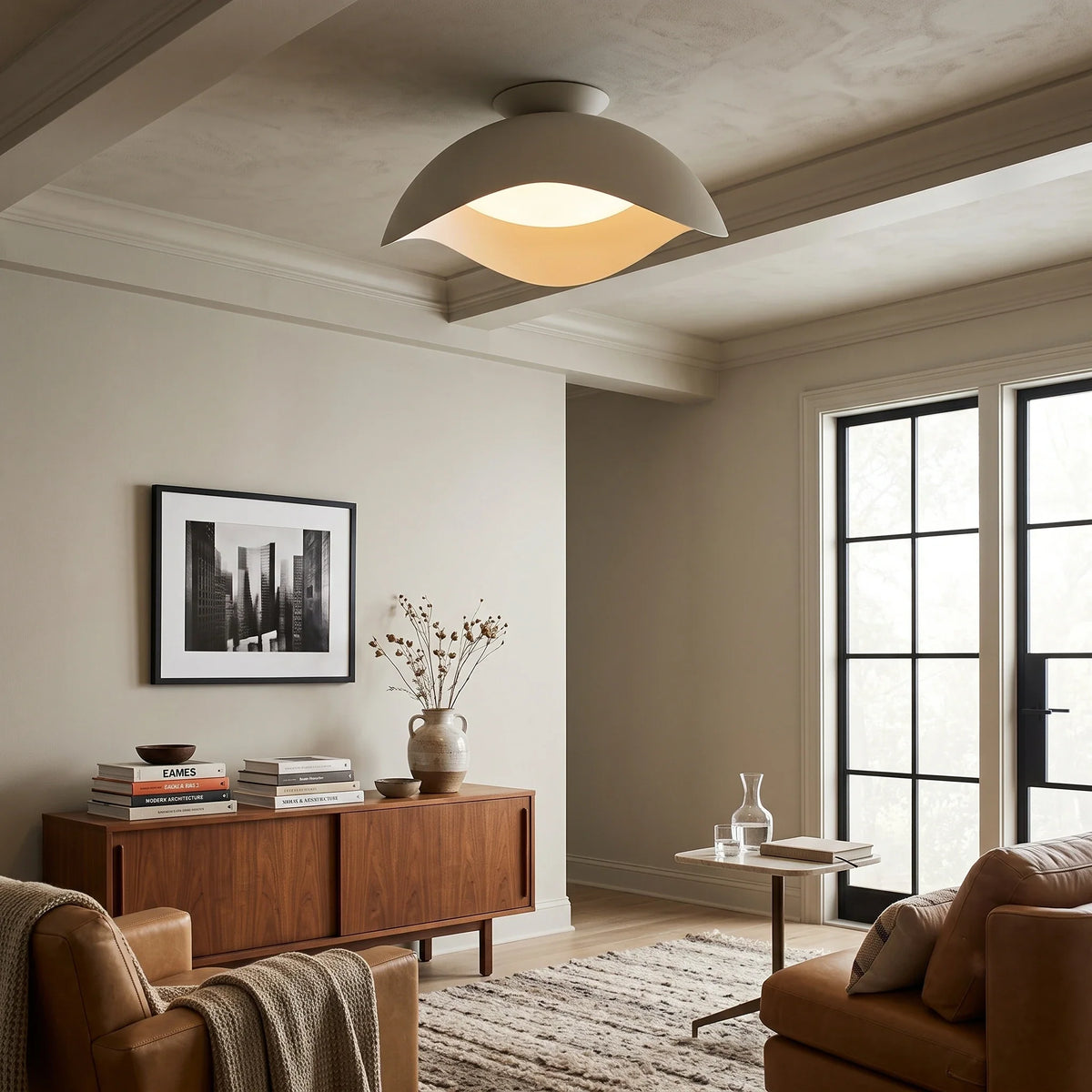 Serene Wave Flush Mount in metal for Low Ceilings by AUVIELIGHT